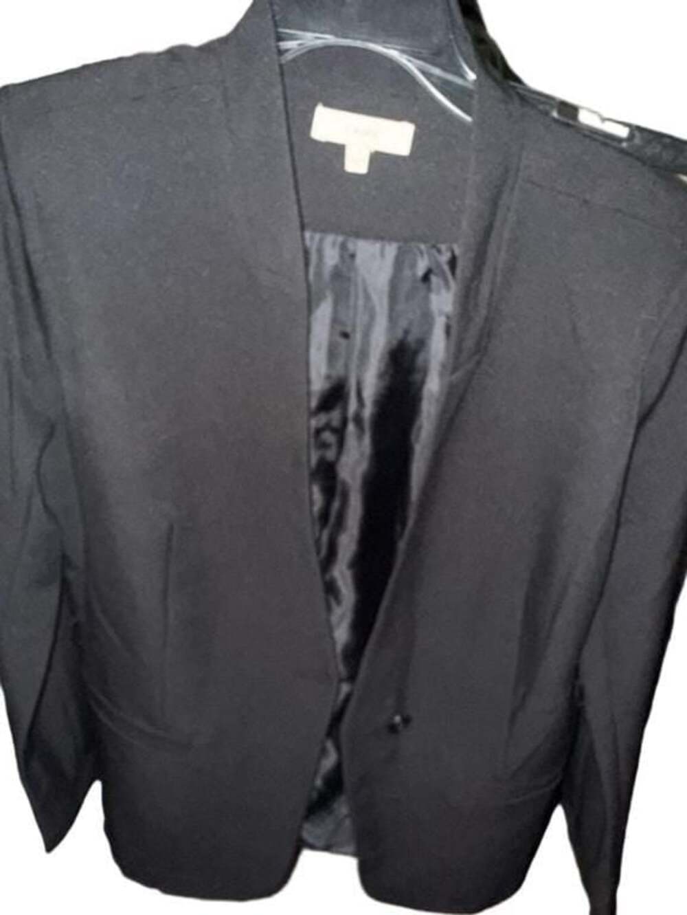 L'ayard Women's Black Open Front Single Button Blazer Jacket Size S